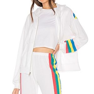 Wildfox Couture Spectrum Marquis Zip Hoodie in Clean White, Size XL ~ EUC